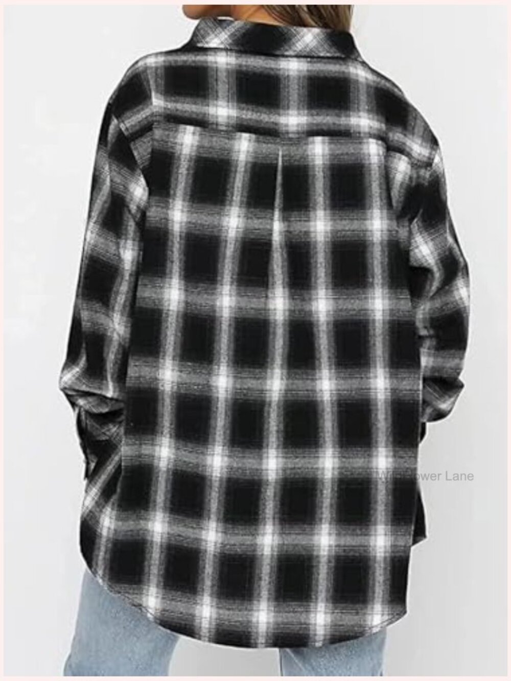 Oversized Plaid Button Down Flannel Shacket Long Sleeve Casual Blouse Top - Picture 5 of 7